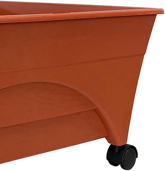 Emsco City Pickers Raised Planter Beds, Pack of 2 – Terra Cotta Colored Resin Raised Garden Boxes with Casters & Soil Aeration Grid – Durable Mobile Planters for Vegetables, Herbs & Flowers