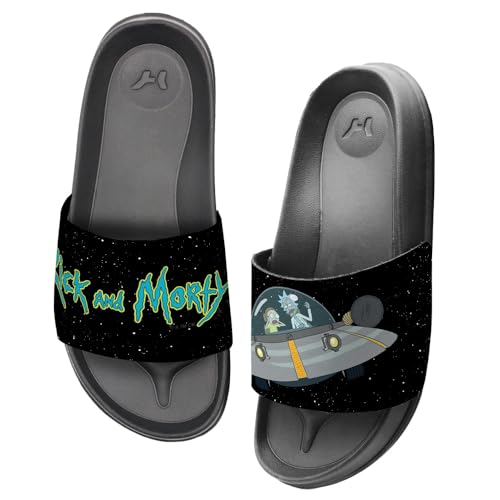 Popfunk Rick and Morty Space Cruiser in Space Unisex Adult Slides Adjustable Flip Flop Sandals Officially Licensed Hypd Slydr Switch™3