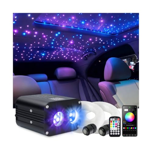 Image of Dual Color Starlight Headliner Kit, 1000pcs 13.1ft Star Lights for Car | 20W Twinkle Music Sync RGBW Fiber Optic Star Ceiling Lights with APP Remote Control, Home Ceiling Decor