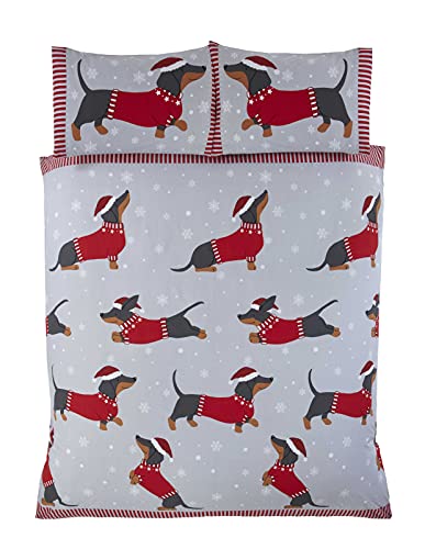 Rapport Home Dackel Bettbezug-Set, Polycotton, Rot, Einzelbett
