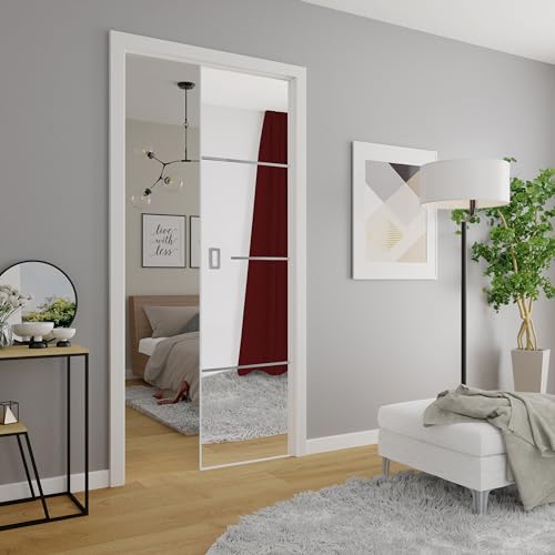 KIER FURNITURE Türen Werdi Moderne Schiebetüren - Wandschiebetür - Universal Links und Rechts - Metallschiebesystem - Robust, Haltbar - Stabil, Langlebig - 66x205x1,6cm - Old Style