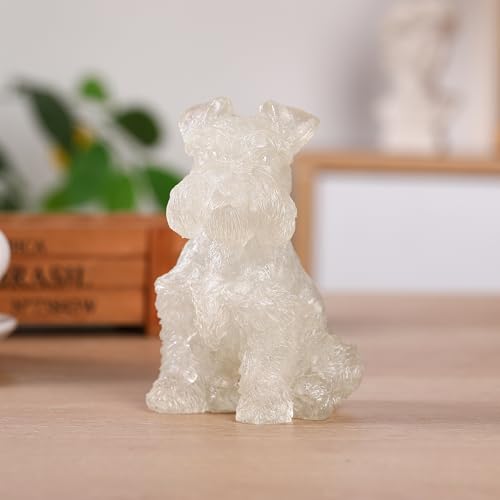 Figura de perro Schnauzer en cristal blanco de 4 pulg miniatura 2