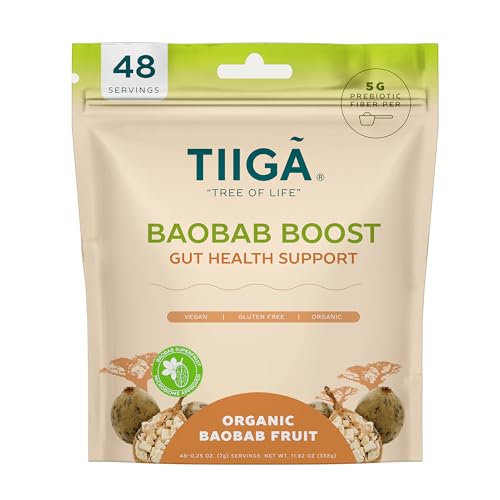 Tiiga Plant-Based Energy Drink - Natural Stamina Boost, Vegan Formula with Baobab Superfruit and Prebiotics, Gluten-Free, Low Sugar - Enhance Focus & Gut Health
