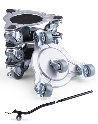 Kit de roulettes pour Meubles Lourds Charge de 800 kg, Leve Meuble Lourd avec roulettes en Rotatif à 360°avec Frein pour Deplace Meuble Ainsi Que Réfrigérateur et Machine à Laver