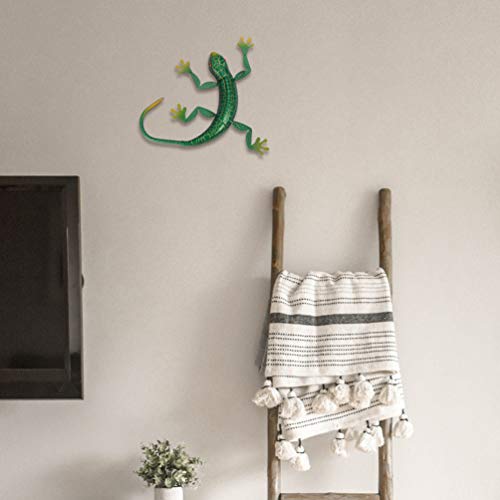 Garneck 3Pcs Metal Gecko Wall Art Decor Inspirational Sculpture 3D Wall Art Sculpture For Home Bedroom Living Room Office Garden #TOP2