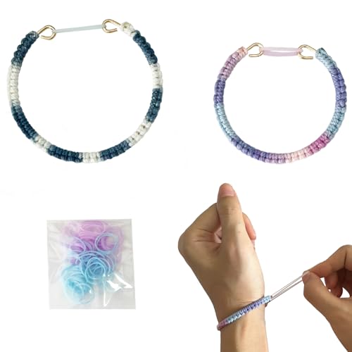 2 Pack Handmade Anxiety Bracelet Fidget Cuff with Rubber Band Picking Fidget Adult Mindfulness CBT Tool for Anxiety Skin Picking