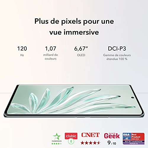 HONOR 70 Telephone Portable + Coque Smartphone 5G 8+ Écran 6 67" OLED Incurvé 120 Hz Triple Caméra 54 Mpx Android 12 Batterie 4800mAh Supercharge - vue 2