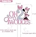 Mouse Oh Twodles Cake Topper for Girls, Pink Glitter Mouse Second 2nd Birthday Cake Topper with Pink Bows for Girls Birthday Party Decorations Supplies, Silver&pink