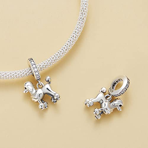 Abalorio de caniche Bsc797 compatible con pulsera y collar de plata de ley 3