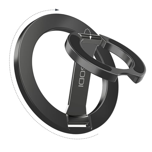 「2025 新登場」 SODI スマホリング 両面マグネット ダブルリング 超強磁力 スマホスタンド Magsafe&マグセーフ対応 折りたたみ式 ハンガーリング 縦横両用スタンド 180度・270度反転 多角度調節可能 光反射防止 薄型 軽量化 防水 お手入れ簡単 iPhone16/15/14/13/12対応 アンドロイド全機種対応 磁石でくっつく 日本語取扱説明書 メタルリング付き ブラック