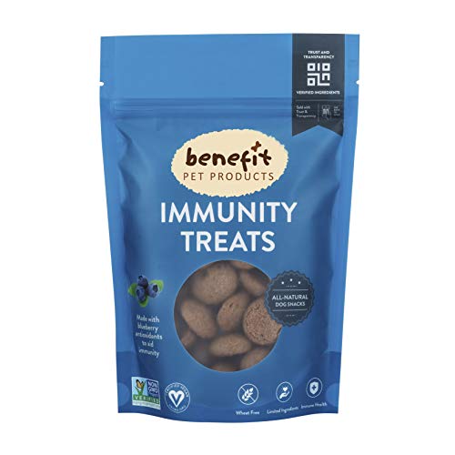 Benefit Biscuits, All Natural Dog Treats, Certified Vegan, Non GMO, Wheat Free, Healthy Dog Biscuits, Made in USA (Blueberry, 7oz Bag)