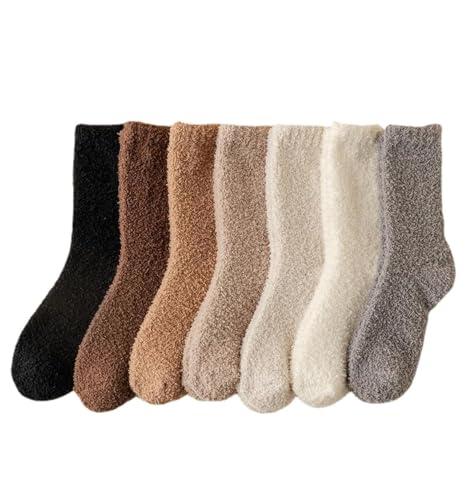 7 Pair Fuzzy Socks for Women Aesthetic Fluffy Warm Slipper Socks Preppy Thick Cute Long Socsk Winter Christmas Socks