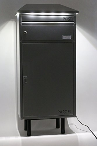 Preisvergleich Produktbild SafePost 95 LED Paketbriefkasten anthrazitgrau mit gesichertem Paketfach Standbriefkasten Briefkasten
