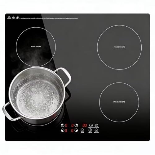 Cooktop de Indução 4 bocas controle independente 7000 W, 9 níveis de potência, trava para crianças, Controle de toque, cozinha moderna e elegante, 220V