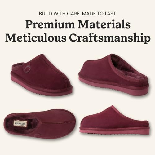 Image of Fireside by Dearfoams Women's Greta Genuine Shearling Clog Slippers, 100% Natural Suede Clogs for Outdoor & Indoor