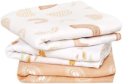 aden + anais 100% Cotton Muslin Musy Squares, Multi-use Baby Cloths for Girls & Boys, 70x70cm, Ideal Newborn & Infant Nursing Set, Perfect Shower Gifts, 3 Pack, Keep Rising