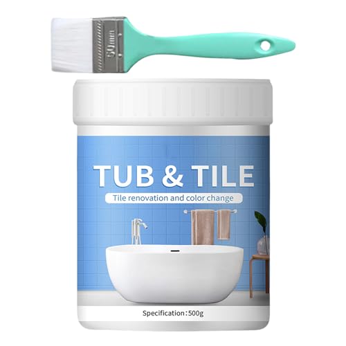 Kit de acabado de bañera de secado rápido, pintura de azulejos de cerámica de bajo olor, revestimiento de revestimiento de baño de 500 g, renovación de porcelana, reticulador de cepillo fácil de usar