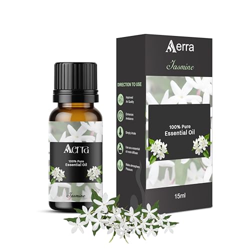 Image of Aerra Jasmine Essential Oil (15ml) - Pure Mogra Aroma Oil for Diffuser, Puja, DIY - Floral Scent