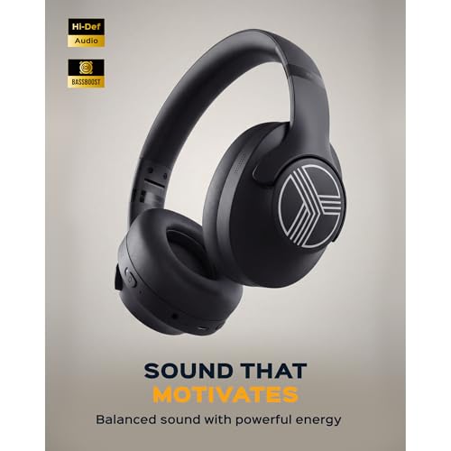 TREBLAB Z2 Active Noise Cancelling Workout Headphones - Signature-HD Sound, Deep Bass, 35H Battery, Comfortable, Foldable Over Ear Bluetooth Headphones Wireless. for Gym, Sport, Travel. Mic for Calls