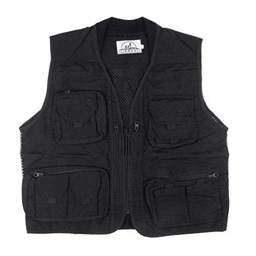 Homyl Homens Malha Colete Multi-bolso Fotógrafo De Pesca Colete Ao Ar Livre Jaqueta Causal - XXL