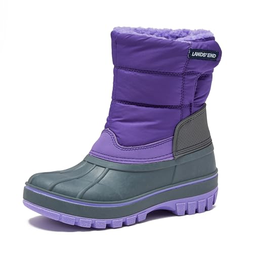 Lands' End Waterproof Kids Snow Boots - Insulated Warm Fleece Lined Winter Boots for Toddlers, Girls & Boys - Violet Tulip Purple, 6 Toddler