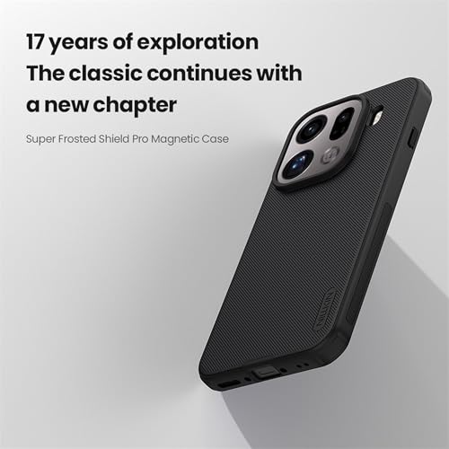 Image of Nillkin Case for Oppo Find X9 Pro (6.78 inch Inch) Super Frosted Shield Pro Magnetic Hard Back Soft Border (PC + TPU) Cover Raised Bezel Camera Protect Black Color