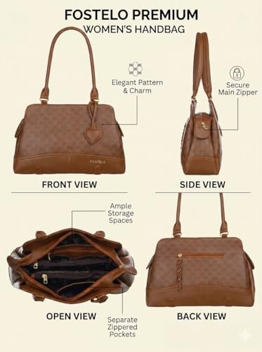 Image of Fostelo Women's Helena Satchel Tote Handbag for Women | Ladies Purse | Stylish Shoulder Bag | Gift For Women