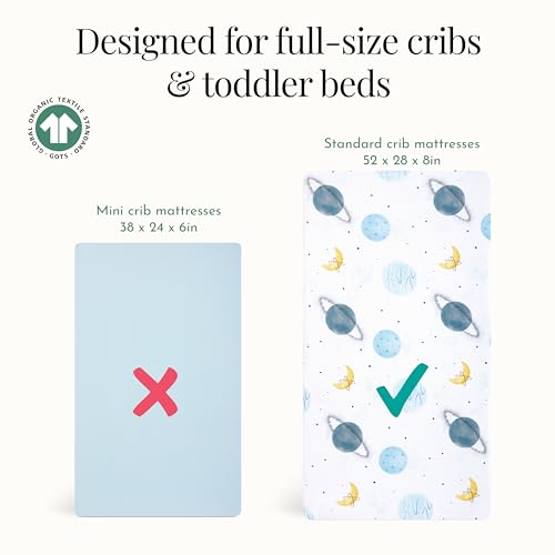 Image of Evolur Space Adventure 3 Piece Crib Bedding Set, Machine Washable, Soft and Breathable Toddler Bedding Set, Includes Fitted Sheet, Wearable Blanket and Crib Skirt
