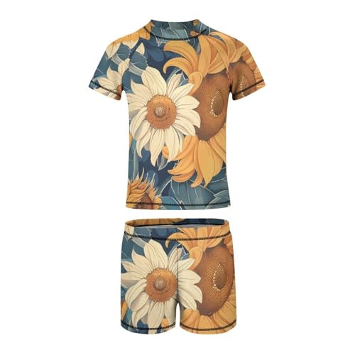 Sunflower PatternChildren's Casual Swimsuit Set - Simple and Versatile8-10Y（130cm）2