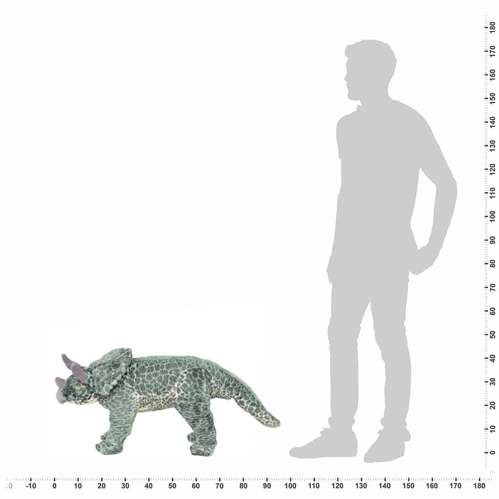 Pluszowe zwierzątko Triceratops stojące, zielone pluszowe zwierzątko ze stalową ramą, XXL 97 x 34 cm, obciążenie do 100 kg, przytulanka, zabawka dla dzieci do pokoju dziecięcego, na sofę i
