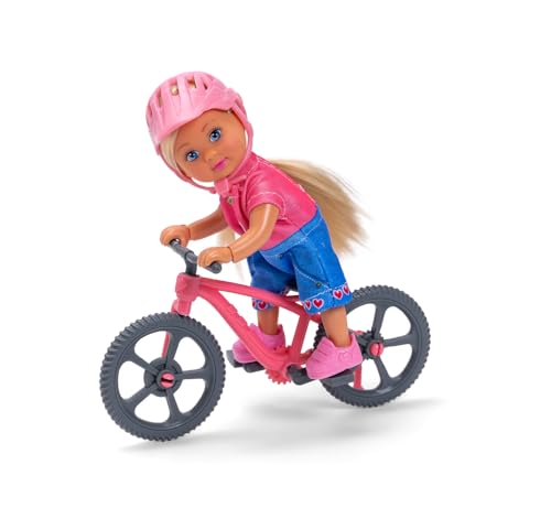 Simba Evi Love Mountain Bike – Puppe mit Fahrrad und Helm, sportliches Spielset mit Zubehör, Outdoor-Abenteuer für Kinder, Puppengröße 12 cm, ab 3 Jahren
