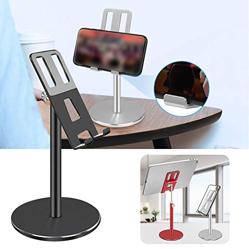 Soporte para teléfono móvil ajustable de aluminio para organizar tu oficina en color negro