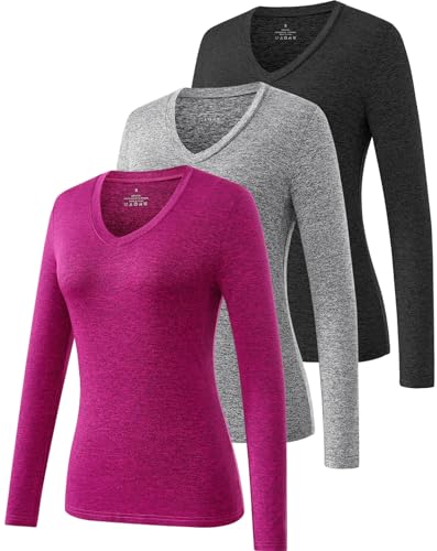 Star Vibe 3 Pack v Neck Long Sleeve Athletic Tops for Women Workout Yoga Compression Long Sleeve Shirts Moisture Wicking Gym Shirt Women Black/Grey/Rose M Star Vibe 3 Pack v Neck Long Sleeve Athletic Tops for Women Workout Yoga Compression Long Sleeve Shirts Moisture Wicking Gym Shirt Women Black/Grey/Rose M