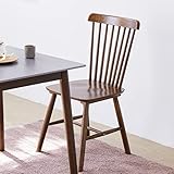 Livinia Toto Dining Chair Set of Two, High Spindle Back Solid Rubber Wood Side Chairs (Walnut)