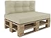 POKAR 2 Cojines para Europalés/Europalet: 1x Cojín-Asiento 120x80x15cm +1x Cojín-Respaldo 120x40x12cm, Espuma fría, para sofá de paletas, Interior y Exterior, sin palés, Beige
