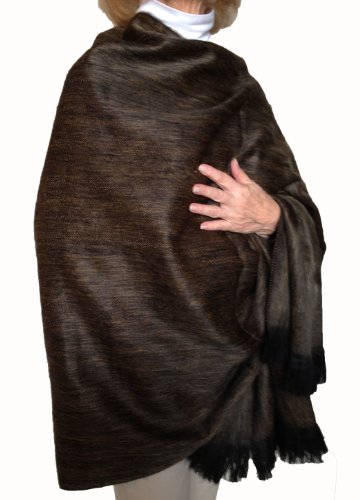 Super Soft Baby Alpaca Wool Reversible Shawl Wrap Cape Muted Ochre Color