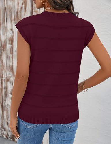 Image of AKEWEI Sweater Vest Women Sleeveless Knitted V Neck Cap Sleeve Pullover Tank Tops 2025 Summer Fall Fashion Causal Trendy