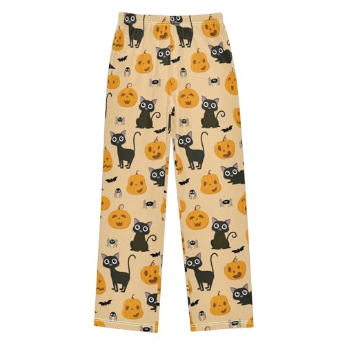 Boys' Pants Cute Pumpkin Black Cat Bat Long Bottoms Jogger Pants Elastic Waist Trousers with Pockets S-XL