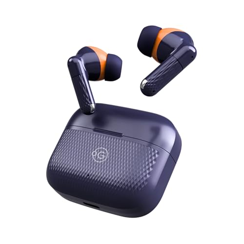 Image of OOGE Wavepods 400 TWS Earbuds, Quad Mic with ENC, 1000-Hour Standby, Type-C Fast Charging, PureTone HD Audio, Premium Navy Blue Textured Design