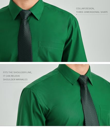 Image of HISDERN Mens Dress Shirt with Tie Pocket Square Set Classic Button Down Shirt Matching Tie Long Sleeve Shirts