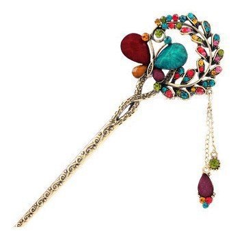 Click Down 1pcs Lovely Vintage Jewelry Multicolor Rhinestone Butterfly Hairpins Hair Clips-1