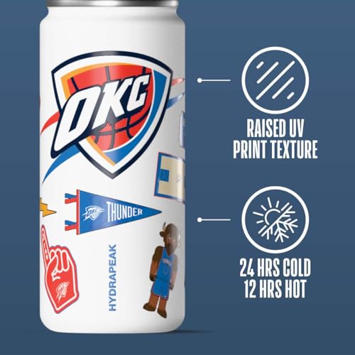 Image of Hydrapeak NBA Officially Licensed OKC Thunder 20oz Insulated Water Bottle with Straw Lid & Carry Handle, Leak-Proof Stainless-Steel Game Experience Sports Bottle for Kids, School, Camp