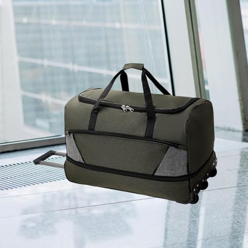 Travel Travel Bag with Wheels Multi -Purpose Portable Carrying Bag Several Compartments Slightly Waterproof Tightening Clothes Bag, Green S3