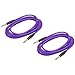 MECCANIXITY Guitar Instrument Cable 9.84 Feet 1/4 Inch to 1/4 Inch TRS Straight to Straight Angle Electric Bass Cable Cord for Guitar Bass Purple 2 Pack