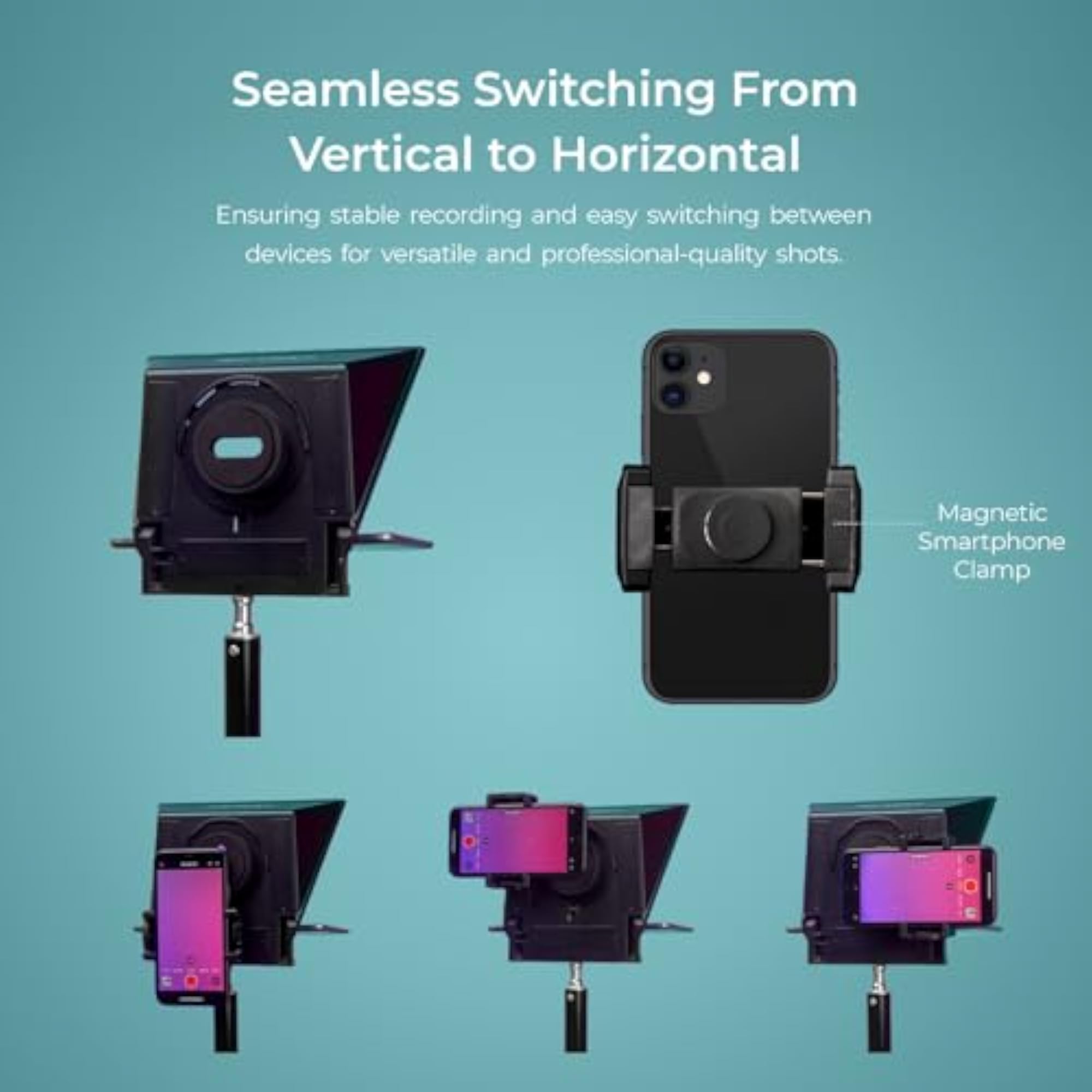 Portable 8 Teleprompter for Smartphone & DSLR
