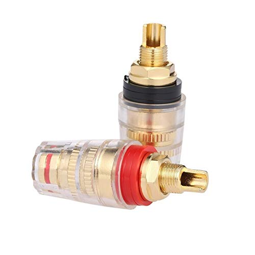 Leslaur 1 Par 4 mm Chapado en Oro plátano Terminal Binding Post Canales Izquierdo y Derecho for Red Amplificador del Altavoz Negro Cable Audio Estereo para Audio De Coche Altavoce M