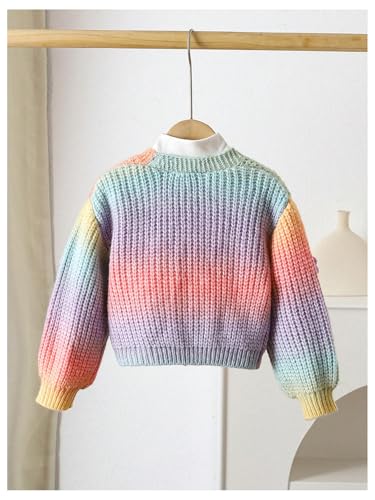 GORGLITTER Girl's 3D Floral Colorful Cardigan Sweaters Long Sleeve Knit Open Front Outwear2