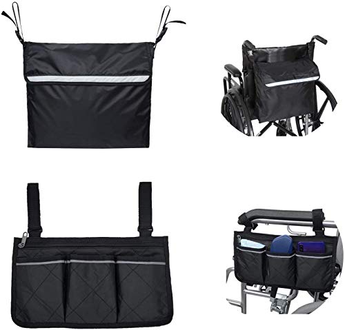 Kangwell Juego de mochila para silla de ruedas y bolsa lateral   Gran capacidad  ligera