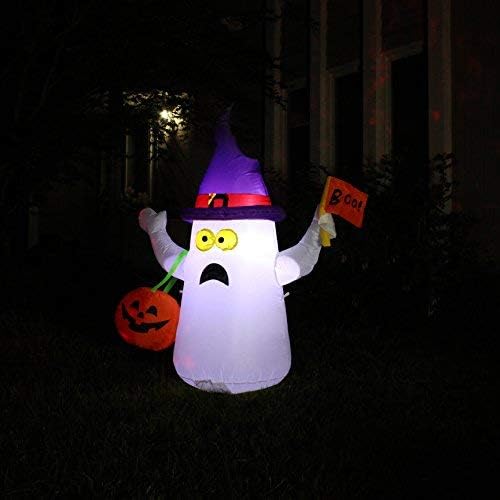 Joiedomi Halloween 5 FT Inflatable Ghost with Boo Flag with Build-in LEDs Blow Up Inflatables for Halloween Party Indoor, Outdoor, Yard, Garden, Lawn Decorations