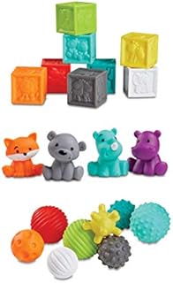 Infantino Sensory Balls Blocks & Buddies - 20 piece basics set for sensory exploration, fine and gross motor skill development and early introduction to colors, counting, sorting and numbers